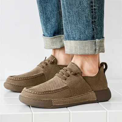 Breathable Cow Suede Leather Casual Shoes